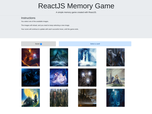 React.js Memory Game